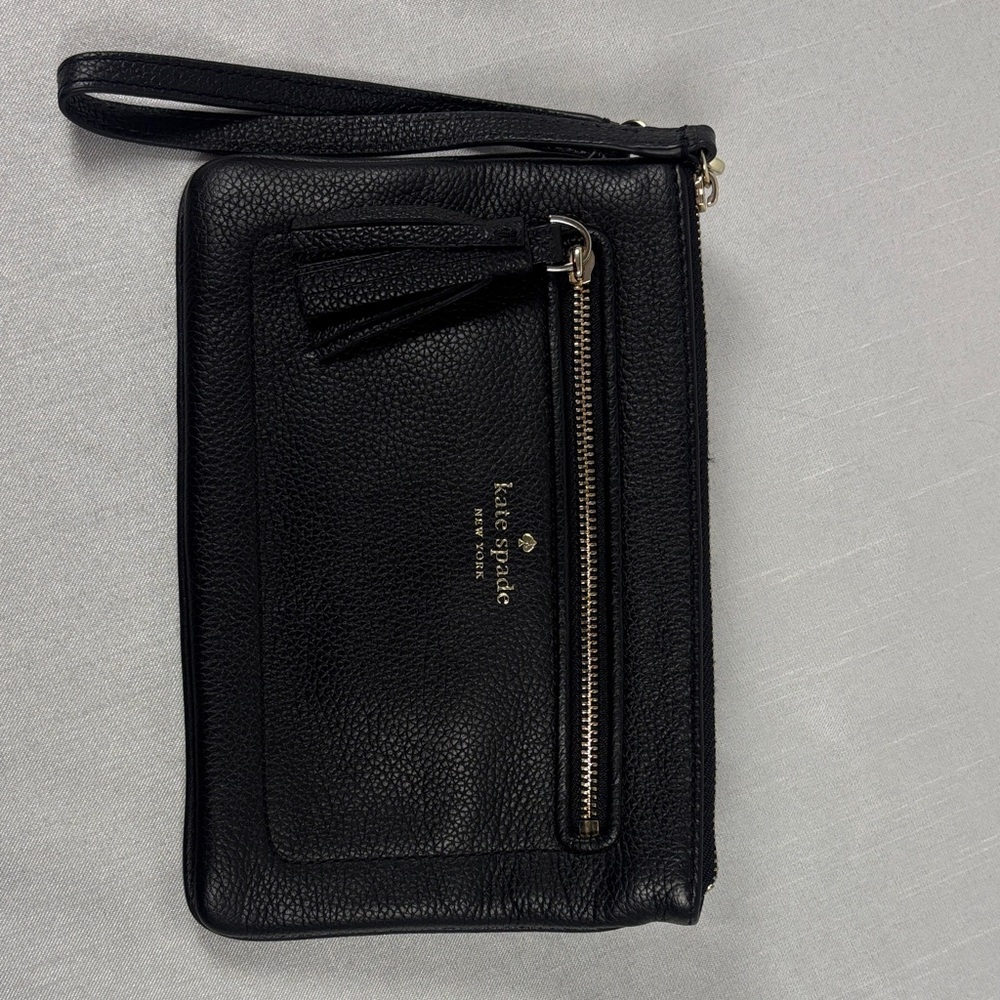 kate spade Black Leather Wristlet Clutch
